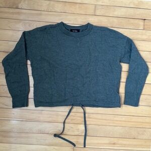 Nicole Miller New York Extra Fine Merino Wool Drawstring Sweater Green XL